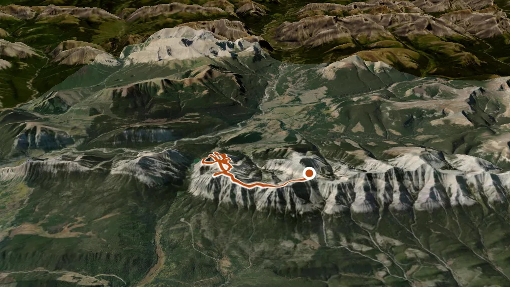 3-D terrain view of Eagle Mountain Route