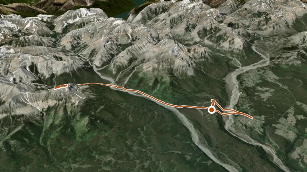 3-D terrain view of End Mountain Route
