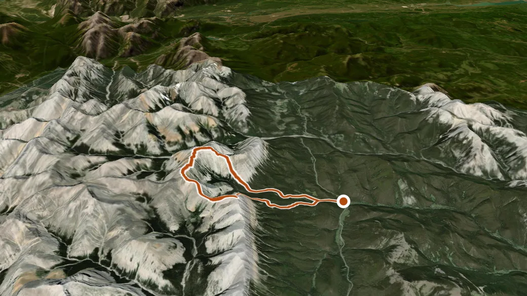 3-D terrain view of Compression Ridge Route