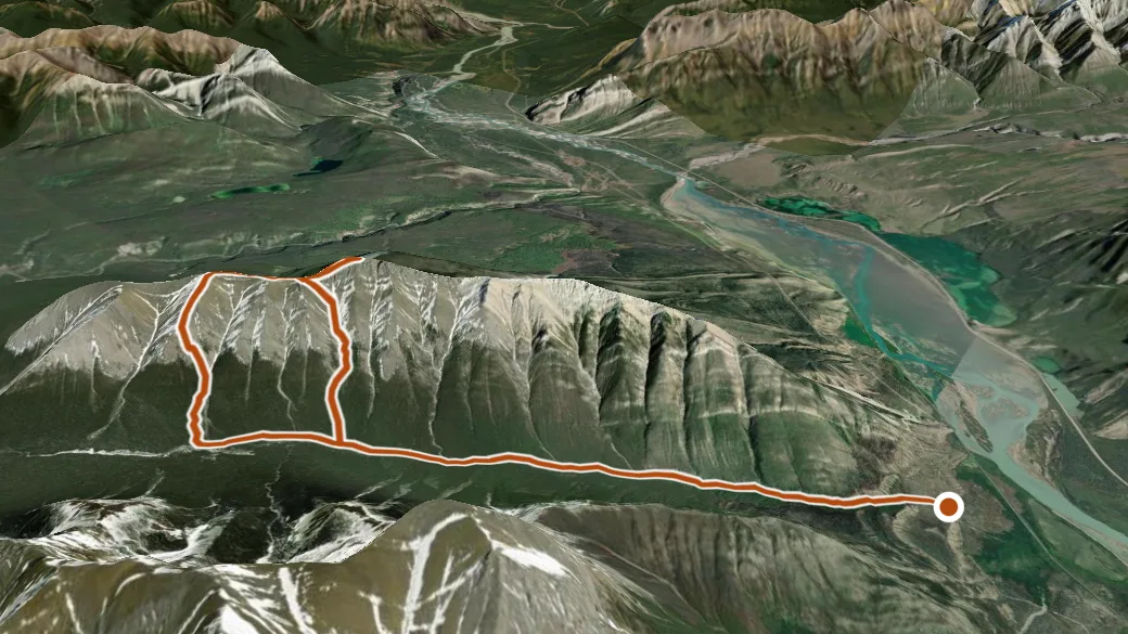 3-D terrain view of Roche De Smet Route