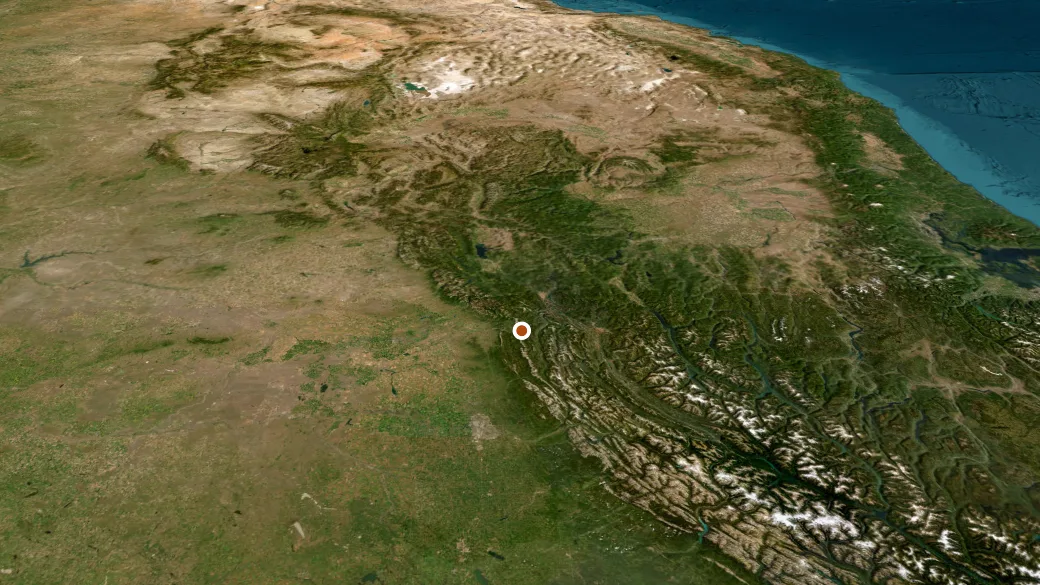 3-D terrain view of Sentry Mountain Route