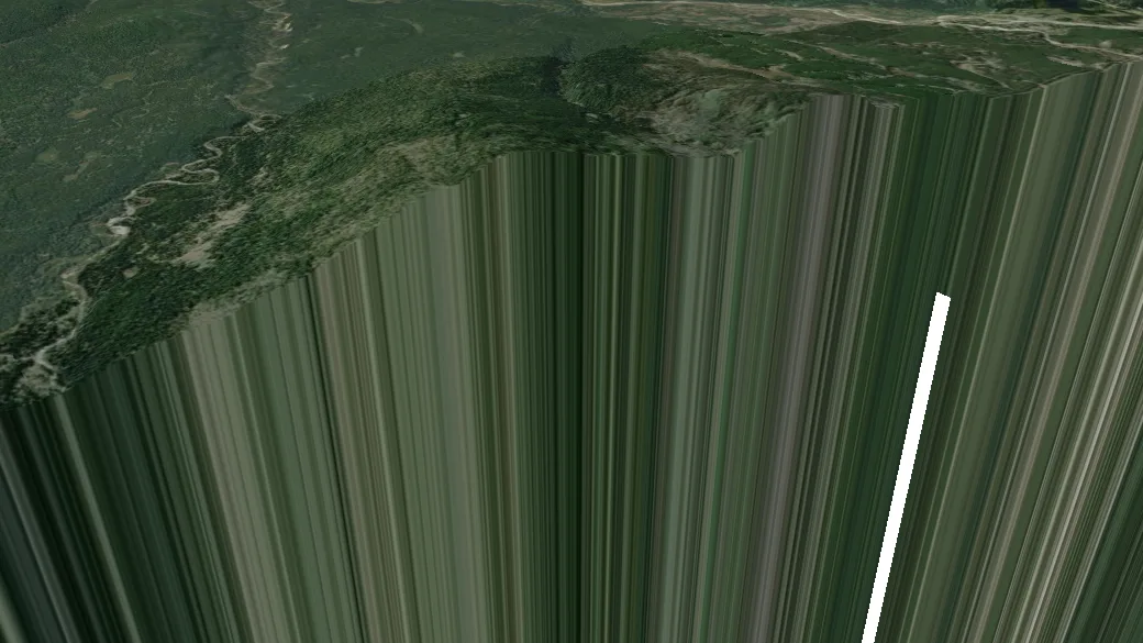 3-D terrain view of Crypt Lake Trail