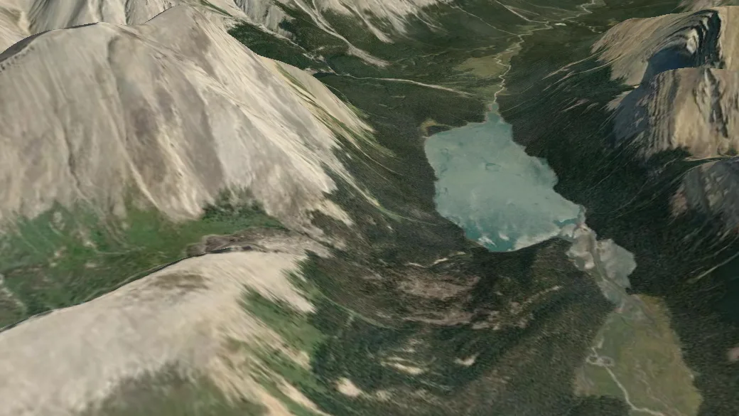3-D terrain view of Mount Brazeau Route