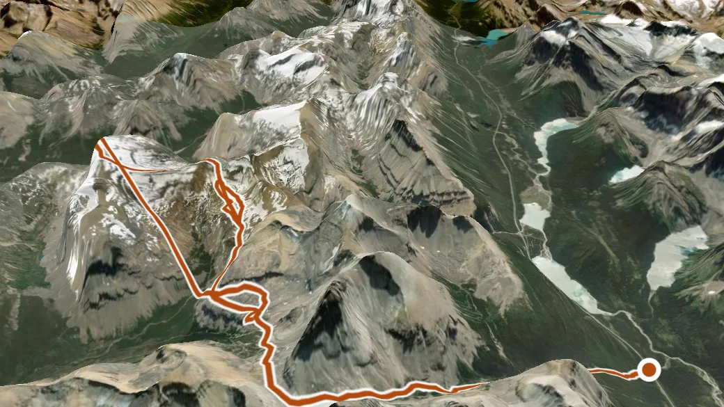 3-D terrain view of Marmota Peak Route