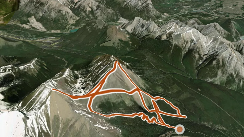 3-D terrain view of Mount Collembola Route
