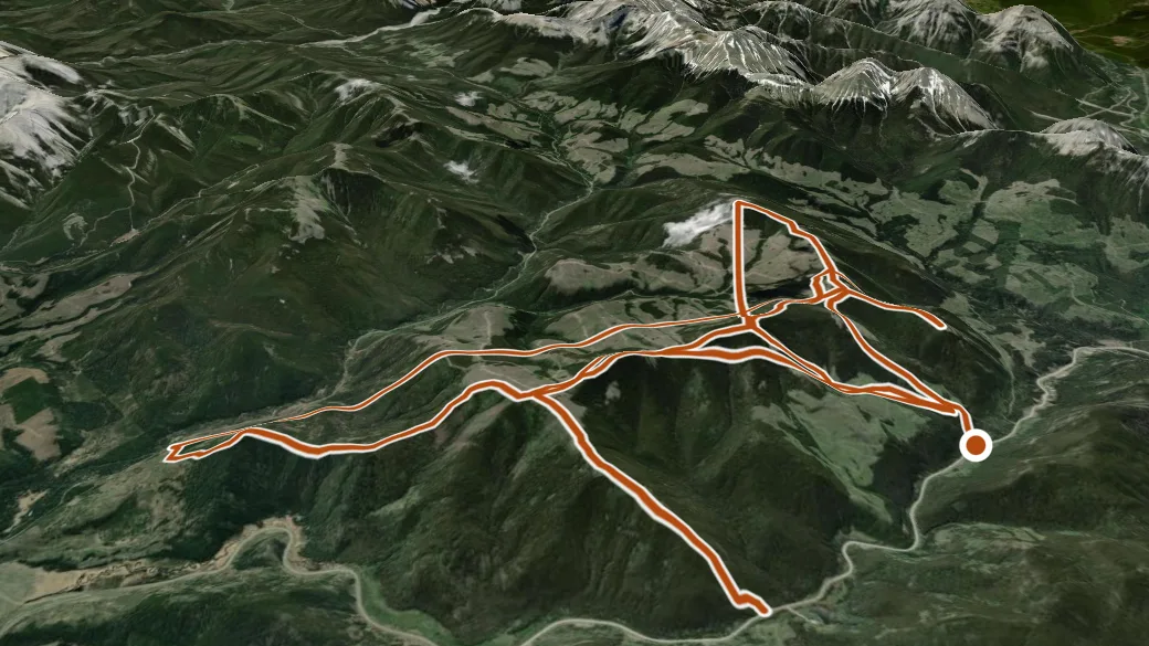 3-D terrain view of Lusk Ridge Route