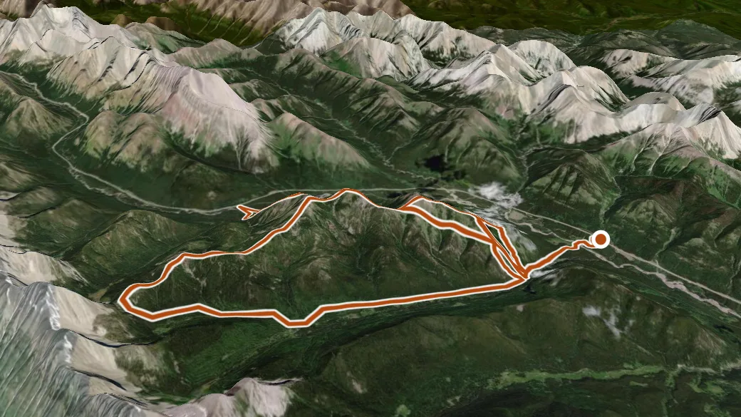 3-D terrain view of Odlum Ridge Route