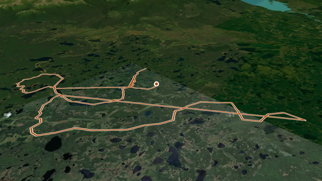 3-D terrain view of Swanson River Canoe Trail