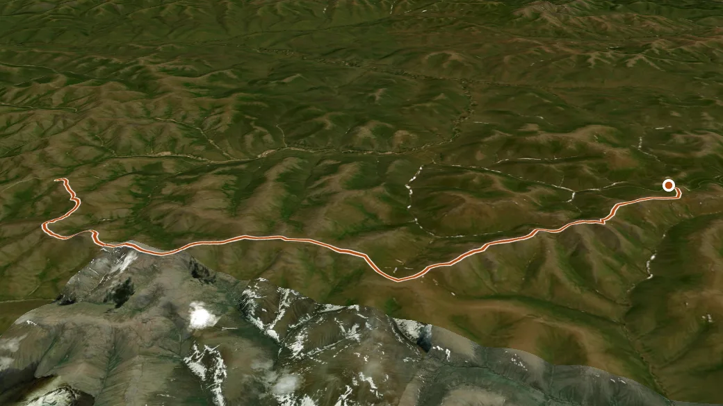 3-D terrain view of Pinnell Mountain Trail