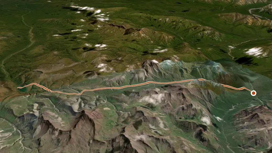 3-D terrain view of Billy Creek Trail