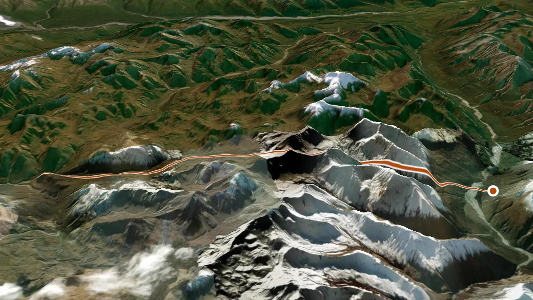 3-D terrain view of Glass Creek Trail
