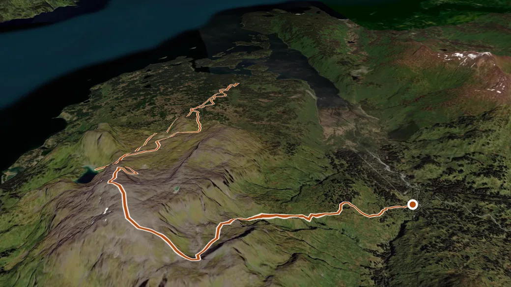 3-D terrain view of Sharatin Mountain Trail