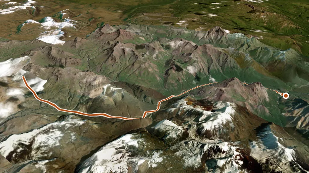 3-D terrain view of Caribou Creek Trail