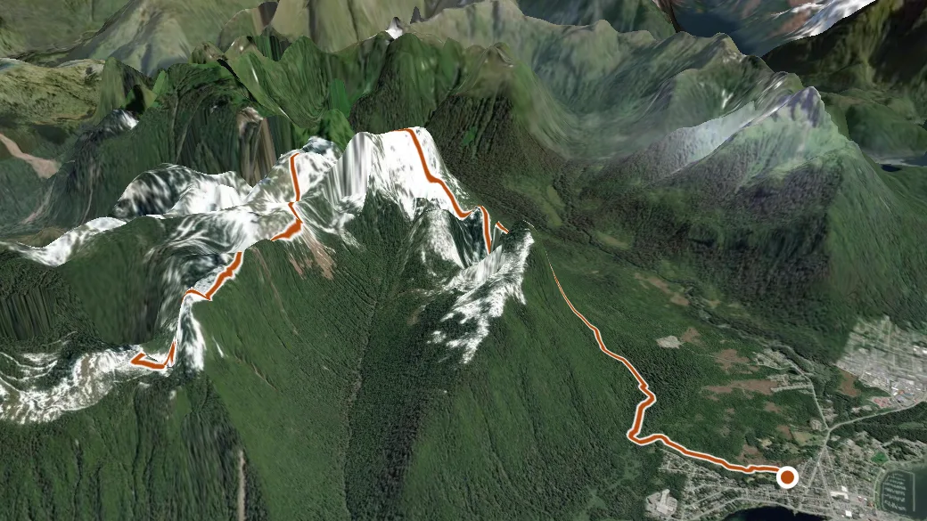 3-D terrain view of Harbor Mt./gavan Hill