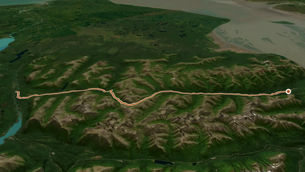 3-D terrain view of Resurrection Pass Trail