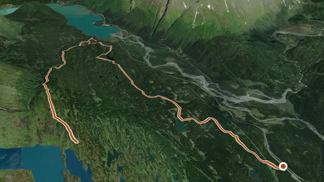 3-D terrain view of Iditarod National Historic Trail