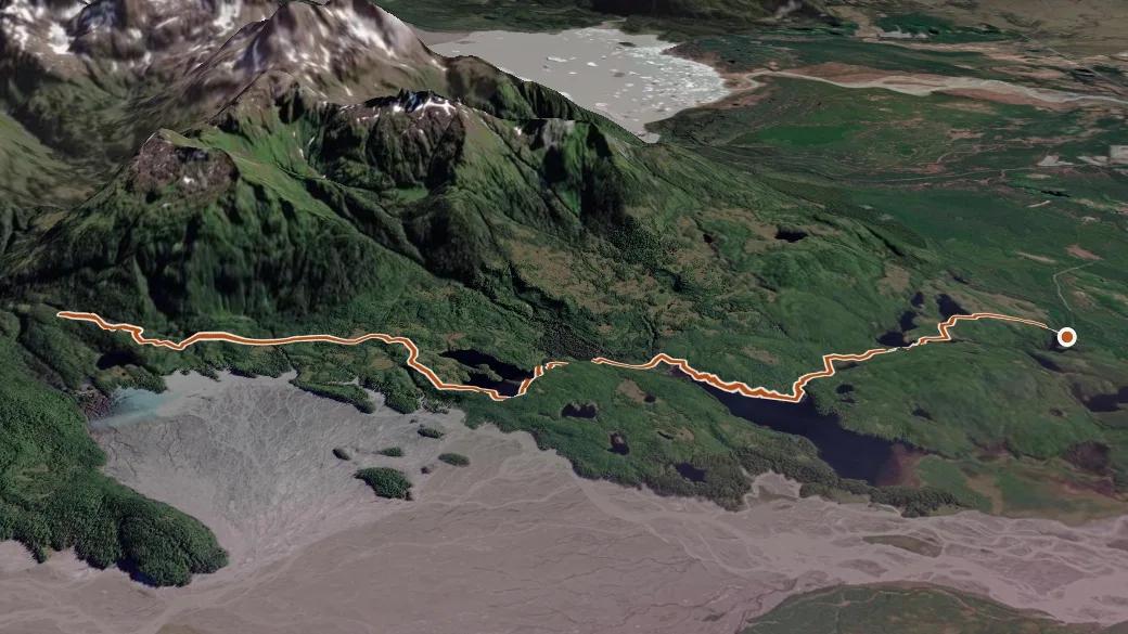 3-D terrain view of Lake Elsner Trail