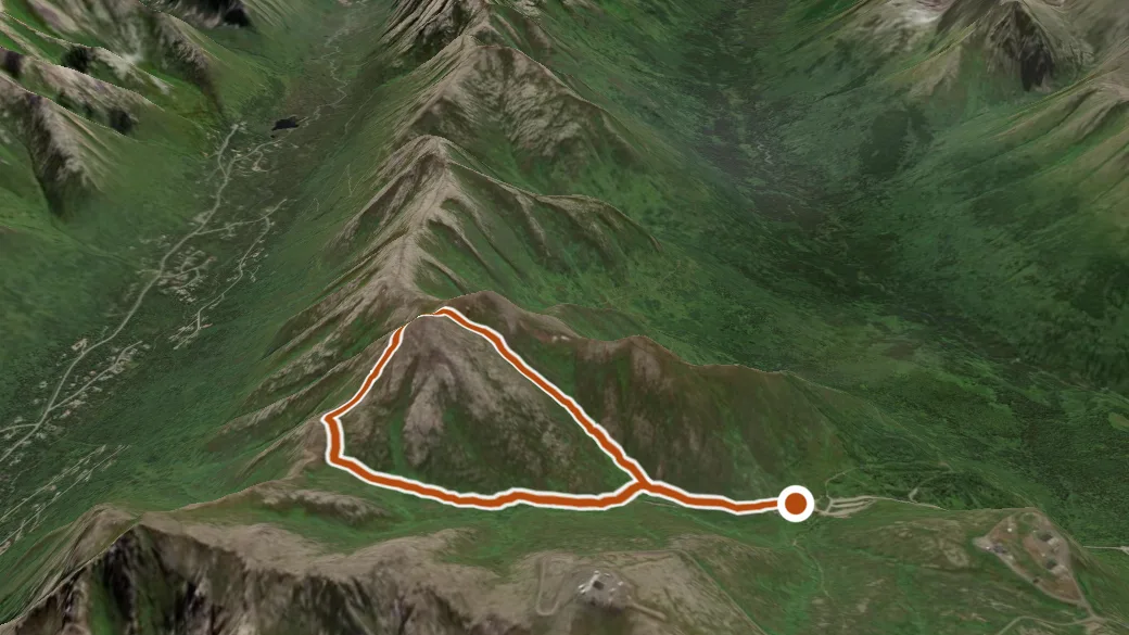 3-D terrain view of Rendezvous Peak