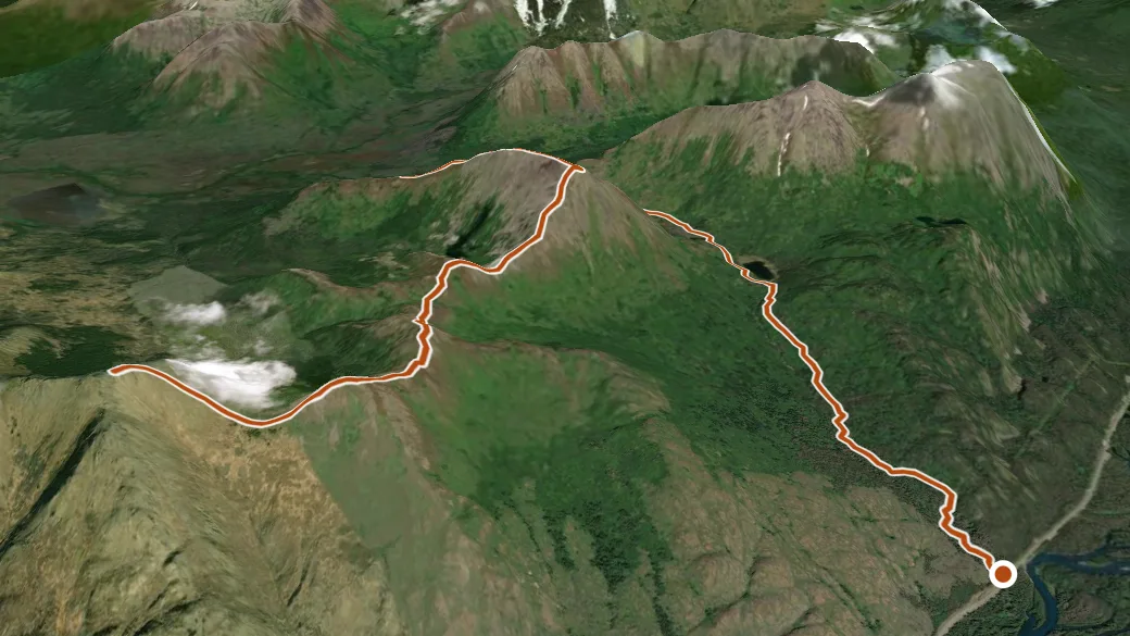 3-D terrain view of Skyline Traverse Trail