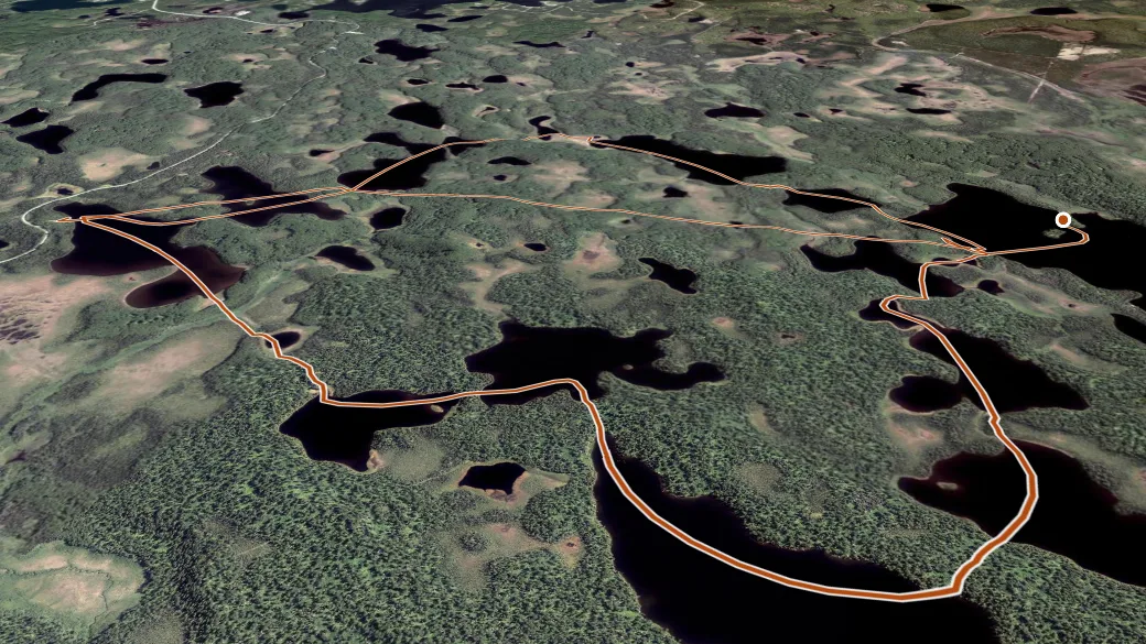 3-D terrain view of Lynx Lake Loop Canoe