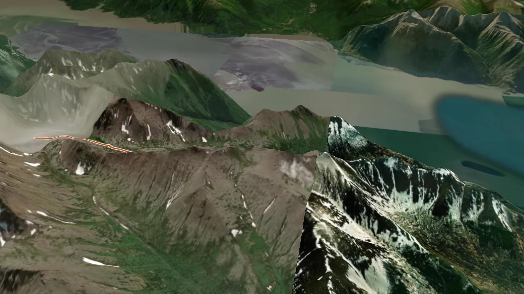 3-D terrain view of Mchugh Lake