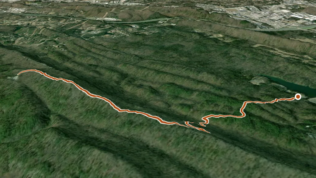 3-D terrain view of Peavine Falls Trail