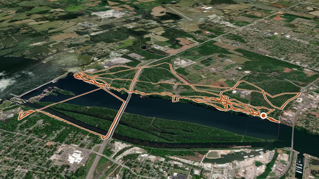 3-D terrain view of Muscle Shoals Reservation