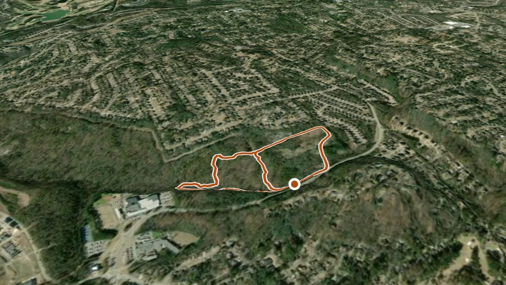 3-D terrain view of Moss Rock Preserve Orange Trail
