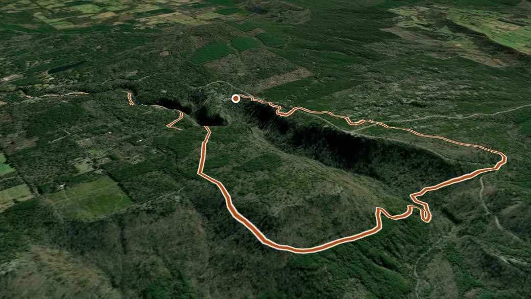 3-D terrain view of Winthrop P. Rockefeller Boy Scout Trail