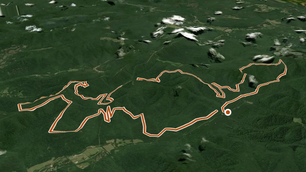 3-D terrain view of Mill Creek Trail Blue Loop