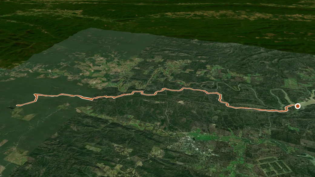 3-D terrain view of Womble Trail South
