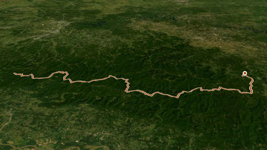 3-D terrain view of Ozark Highlands Trail