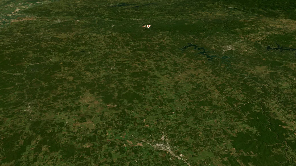 3-D terrain view of Syllamo Bike Trail-Scrappy Mt