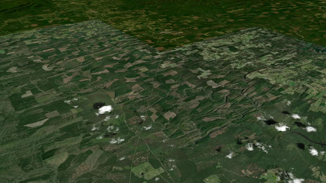 3-D terrain view of North Sylamore Creek Trail