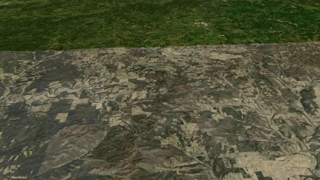 3-D terrain view of Buffalo River/Ozark Highland Trail