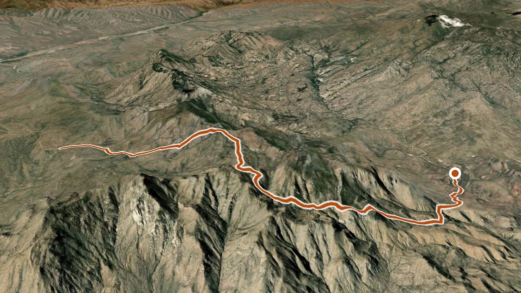 3-D terrain view of Cottonwood Mountain