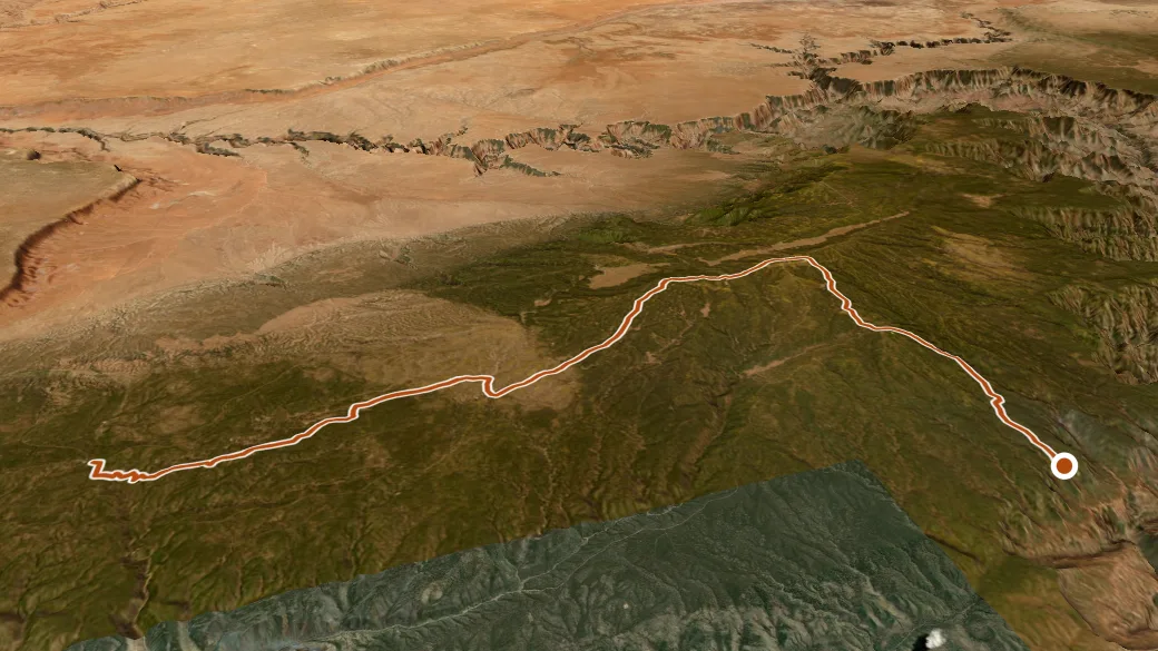 3-D terrain view of North Timp Snowmobile Trail