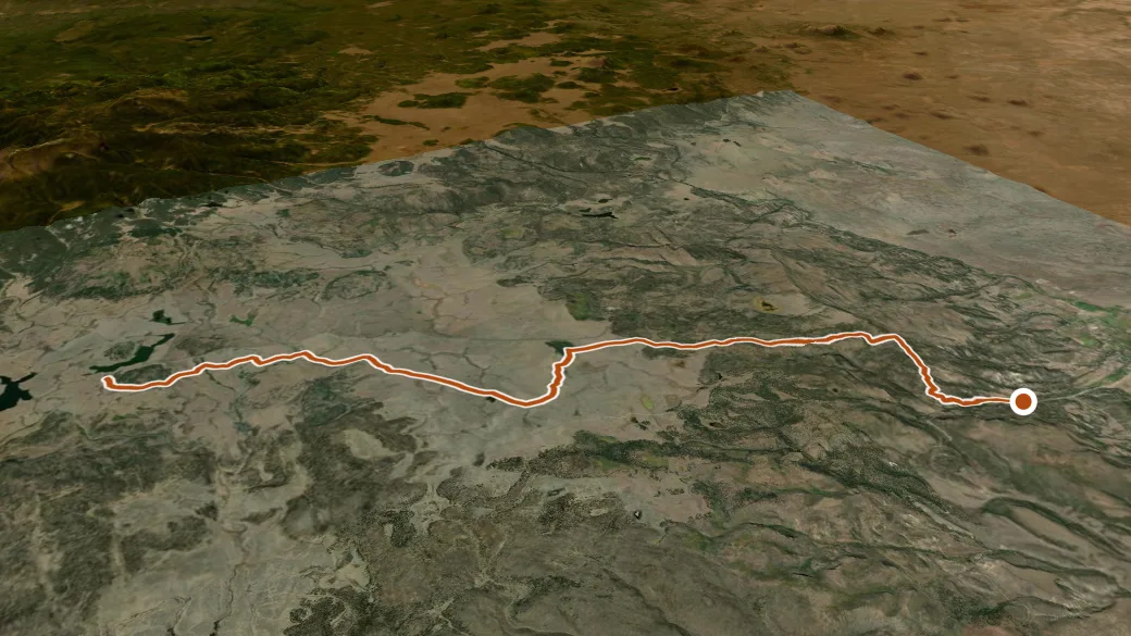 3-D terrain view of Overland