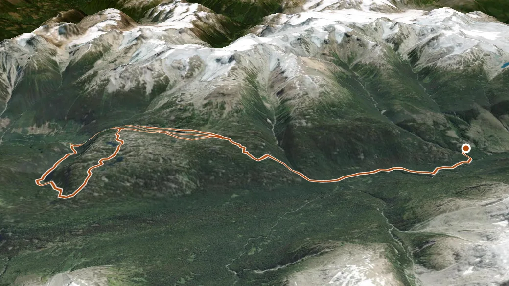 3-D terrain view of Hundred Lakes Plateau
