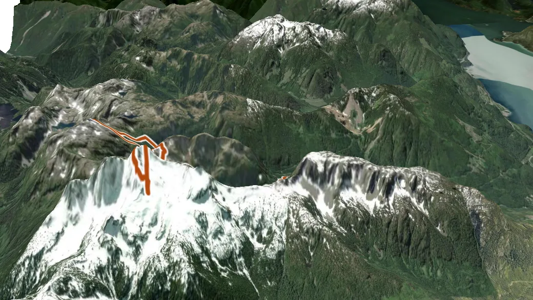 3-D terrain view of Utopia Lake Trail