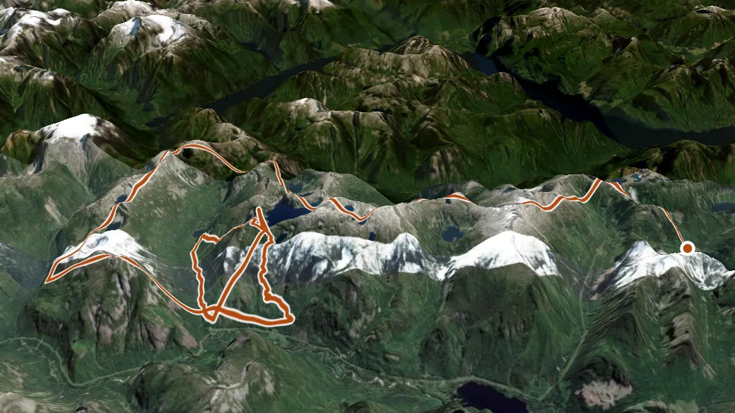 3-D terrain view of Emma Lake Power Divide