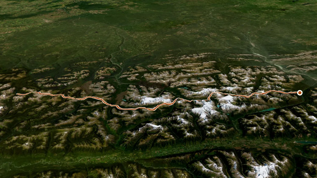 3-D terrain view of Great Divide Trail