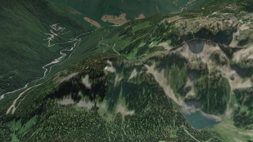 3-D terrain view of Tsuius Mountain