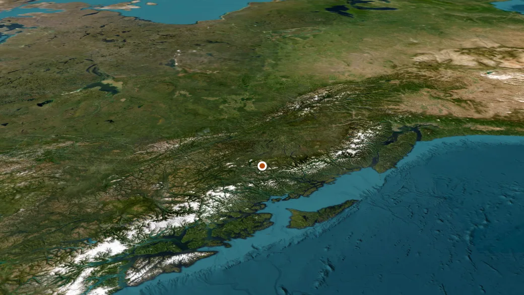 3-D terrain view of Hankin-Evelyn Backcountry Ski