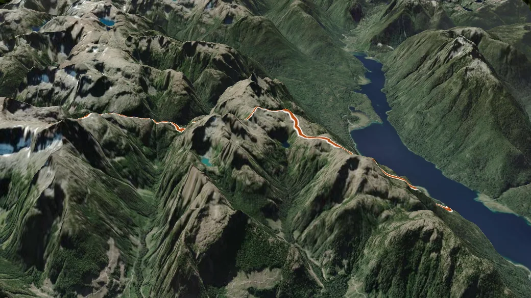 3-D terrain view of Augerpoint Trail