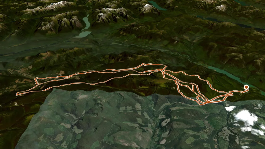 3-D terrain view of Yanks Peak Trail (X-Dist)