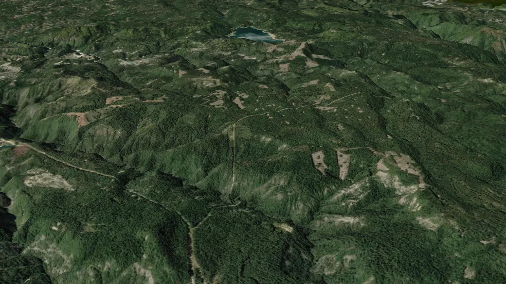 3-D terrain view of Tahoe Yosemite Trail