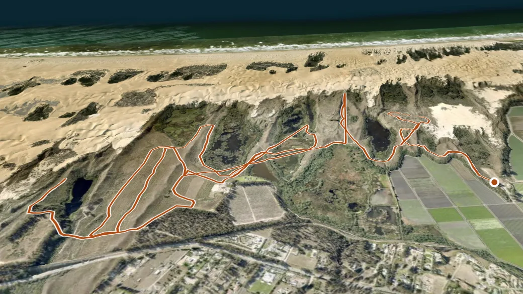 3-D terrain view of Dune Lakes