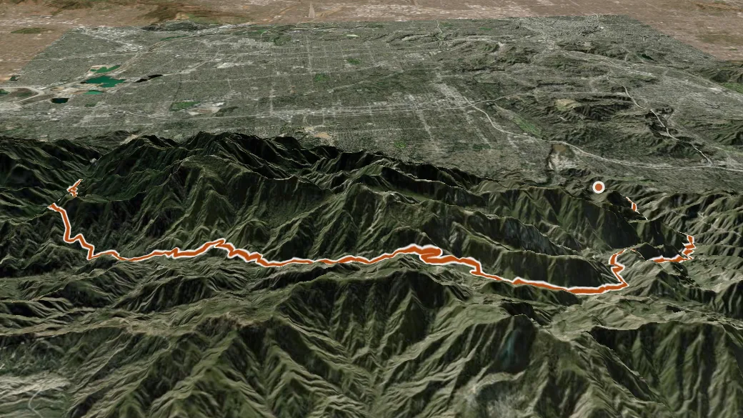 3-D terrain view of Gabrielino National Recreatiion Trail