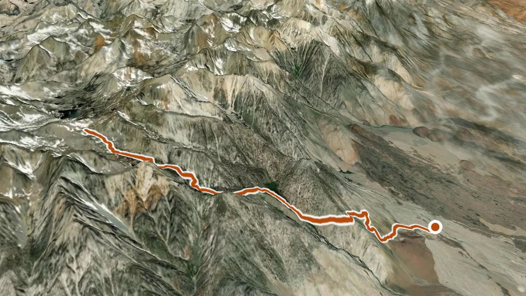 3-D terrain view of Sawmill Pass